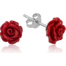 Tienda Elegante ​Gümüş Kırmızı Gül Küpe