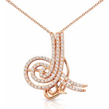 Tienda Elegante Gümüş Tuğralı Bayan Kolye