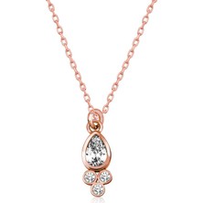 Tienda Elegante Gümüş Rose Çiğ Damlası Tektaş Bayan Kolye