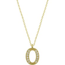 Tienda Elegante Gümüş Gold O Harfi Kadın Kolye