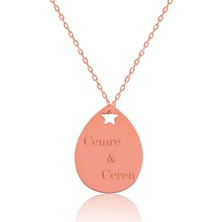 Tienda Elegante Gümüş Rose İsimli Yıldızlı Damla Kolye