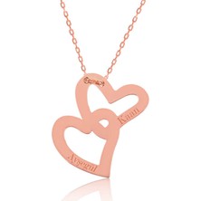 Tienda Elegante Gümüş Rose Birleşmiş Kalpler İsimli Bayan Kolye