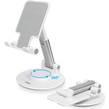 Juo Katlanabilir 360 Derece Dönen Masaüstü Telefon Standı Beyaz