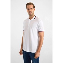Süvari Beyaz Slim Düz Baskısız Pike Polo Yaka Tişört