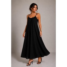 Asl Woman Kadın Tencel Askılı Salaş Uzun Elbise
