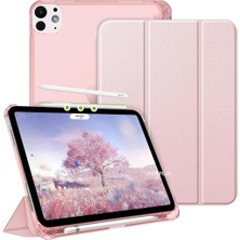 Undeplus iPad Pro 12.9 3./4./5./6. M2 ile Uyumlu Kılıf Cover Kalem Bölmeli Pc Case 2018-2023 Rose Go