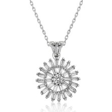 Tienda Elegante Gümüş Baget Taşlı Bayan Kolye