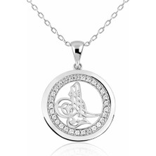 Tienda Elegante Gümüş Tuğralı Bayan Kolye