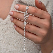 Tienda Elegante Gümüş Zirkon Taşlı Lotus Kadın Bileklik