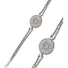 Tienda Elegante Gümüş Süleyman Mührü Erkek Bileklik