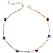 Tienda Elegante Gümüş Rose Çift Zincirli Nazar Kadın Bileklik