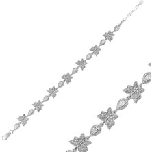 Tienda Elegante Gümüş Damla Taşlı Kelebek Bileklik
