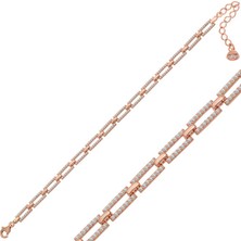 Tienda Elegante Gümüş Rose Kare Taşlı Kadın Bileklik