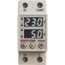 Elektrotek Etk-M1 Monofaze Gerilim ve Akım Koruyucu 63A 230V Dın Ray Ayarlanabilir Röle