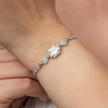 Tienda Elegante Gümüş Baget Su Yolu Kadın Bileklik