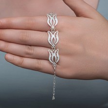 Tienda Elegante Gümüş Lale Motifli Telkari Kadın Bileklik