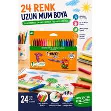 ArtMaster Mum Boya 24 Lü 1 Paket Bic 24 Renk Mumboya Elleri Kirletmeyen Yıkanabilir Silinebilir Karton Kutu Plastidecor