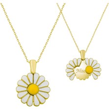 Tienda Elegante Gümüş Gold Kişiye Özel Papatya Kolye