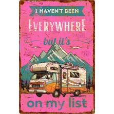 AYNED Print Karavan ve Seyahat Temalı Ahşap Tabela, Vintage Pas Görünümlü Duvar Dekoru