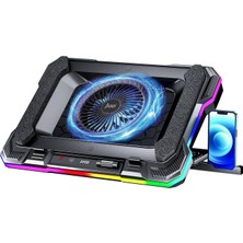 Juo Yeti 2200RPM Rgb Işıklı LED Display Gaming Laptop Notebook Soğutucu Stand
