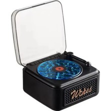 İlk El Grup Nostalji Mini Plak Görünümlü Radyolu Bluetooth Hoparlör 3D Ses Dalgası Retro Müzik Plak Siyah