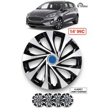 YONGA OTO AKSESUAR Ford Fiesta 14 İnç Jant Kapağı 4'lü Set Siyah Gümüş + 4 Amblem + 8 Cırt Kelepçe