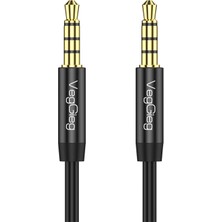 Veggieg 3.5mm Jack Trrs Hi-Fi Örgülü Aux Mikrofon ve Ses Kablosu 2 Metre