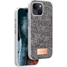 Techora Sale Mey Ithalat®   iPhone 14 Bright Simli Kapak - Gümüş