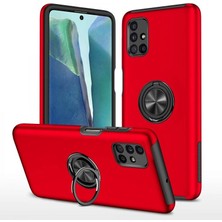 Royaleks Samsung Galaxy M51 Kılıf Elit Yüzüklü Kapak - Kırmızı