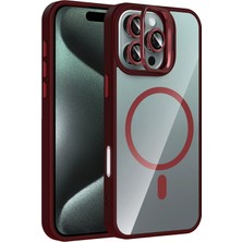 Techora Sale Mey Ithalat®   iPhone 16 Pro Max Remim Lensli Magsafe Standlı Kapak - Bordo