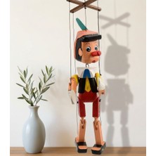 Ahşap Pinokyo Kukla 30 cm Duvar Süsü Hediyelik Kukla Balkon Süsü