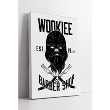 Mushen Studio Wookiee Barber Shop Tasarımlı  Siyah Beyaz Retro Erkek Kuaför Dekoru Kanvas Tablo Duvar Dekoru Salon