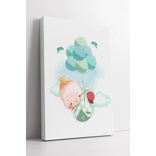 Mushen Studio Balonlu Bebek Çocuk Odası  Uçan Sepet Temalı Pastel Tonlarda Duvar Dekoru Kanvas Tablo Duvar Dekoru