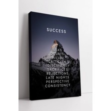 Mushen Studio Dağ Zirvesi Üzerinde Success Yazılı Ilham Verici Motivasyon Tipografi Modern Kanvas Tablo Duvar Deko