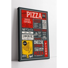 Mushen Studio Retro Pizza Menü Tasarım Mutfak Dekoru Renkli Vintage Tarz Eğlenceli  Modeli Kanvas Tablo Duvar Deko