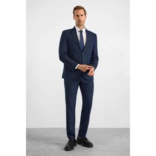 Süvari Lacivert Slim Sivri Yaka 6 Drop Takım Elbise
