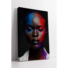 Mushen Studio Soyut Renkli Afrikalı Kadın Portresi Modern Sanat Eseri Etnik Tarz Dekoratif Kanvas Tablo Duvar Deko