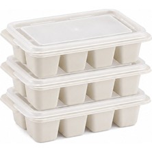 ForWhat Büro Ev Ofis Buzdolabı Için 3bölme Mini Küp Tip Kapaklı Plastik Buz Kalıbı