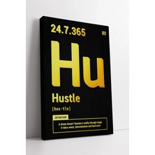 Mushen Studio Hustle Altın Element Tasarım Siyah Minimal Enerji Veren Modern Motivasyon Kanvas Duvar Sanatı Kanvas