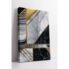 Mushen Studio Altın Detaylı Geometrik Mermer Desenli Modern  Dekoratif Şık Duvar Aksesuarı Kanvas Tablo Duvar Deko