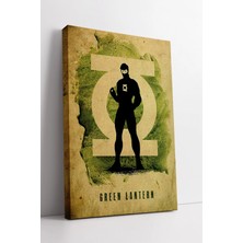 Mushen Studio Green Lantern Silüet ve Dev Sembol Temalı Retro Güç Enerjisi Yansıtan Dekoratif Kanvas Tablo Duvar D