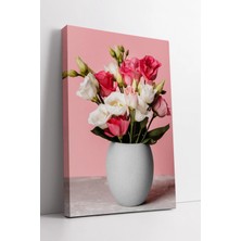 Mushen Studio Pembe Beyaz Çiçek Vazolu Minimalist Modern Dekor Çiçek Sanatı Ev Ofis  Tasarımı Kanvas Tablo Duvar D