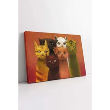 Mushen Studio Kedi Dekoratif , Tekir Kedi Tablo, Hayvanlar Alemi Kanvas, Turuncu Kediler Tablo Kanvas Tablo Duvar