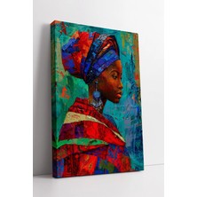 Mushen Studio Afrikalı Kadın Portresi Etnik Sanat Temalı Kültürel Modern Tarz Dekoratif Kanvas Tablo Duvar Dekoru
