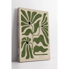 Mushen Studio Yeşil Çiçek ve Yaprak Desenli Boho  Modern Minimal Duvar Dekoru Doğal Stil Kanvas Tablo Duvar Dekoru