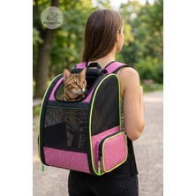Petolojim Premium Fileli Hava Alabilen Kedi ve Köpek Taşıma Sırt Çantası Uçak Için Uygun - Neon Yeşil Detaylı - 10 kg Taşıma Kapasiteli