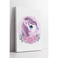 Mushen Studio Güllü Unicorn Çocuk Odası  Mor Yeleli Sevimli Kelebek Temalı Dekoratif Sanat Kanvas Tablo Duvar Deko