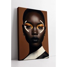 Mushen Studio Afrikalı Kadın Portresi Minimal Yüz Sanatı Modern Etnik Stil Dekoratif Kanvas Tablo Duvar Dekoru Sal