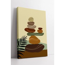 Mushen Studio Doğal Renklerde Taş Dengesi Boho  Minimal Duvar Dekoru Huzurlu Modern Tasarım Kanvas Tablo Duvar Dek