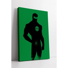 Mushen Studio Green Lantern Silüet Tasarımlı Minimal  Modern Ev ve Ofis Için Dekoratif Duvar Sanatı Kanvas Tablo D